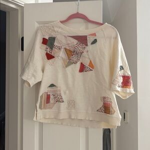 Anthropologie Patchwork Cream Top
